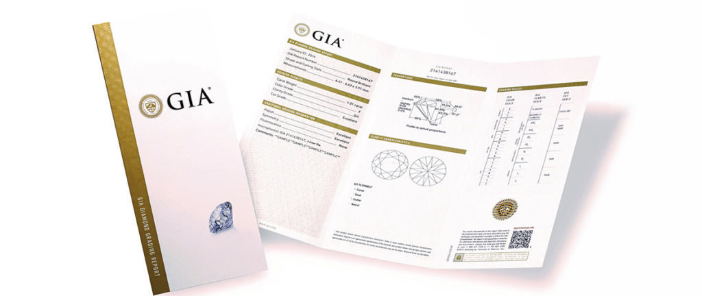 Gemmological Institute of America (GIA) grading appraisal report.